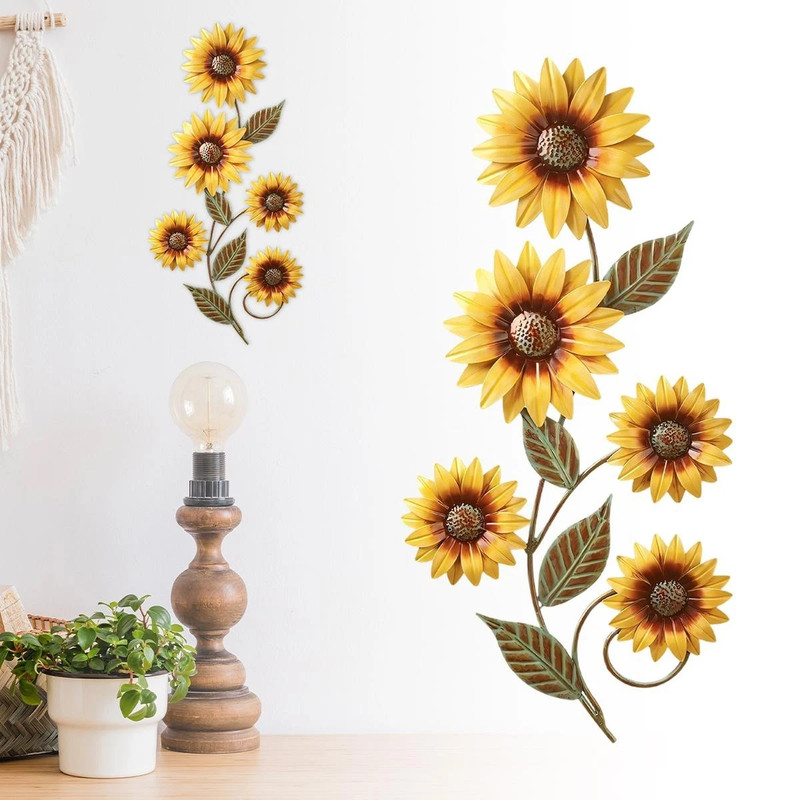 Metal Sunflower Wall Decorations Garden Wall Art Outdoor Indoors Floral Decor TL gallery