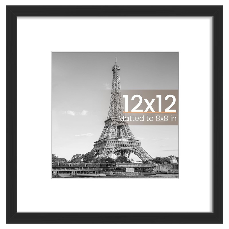 12×12 Picture Frame, Display Pictures 8×8 with Mat or 12×12 Without Mat, Wall
