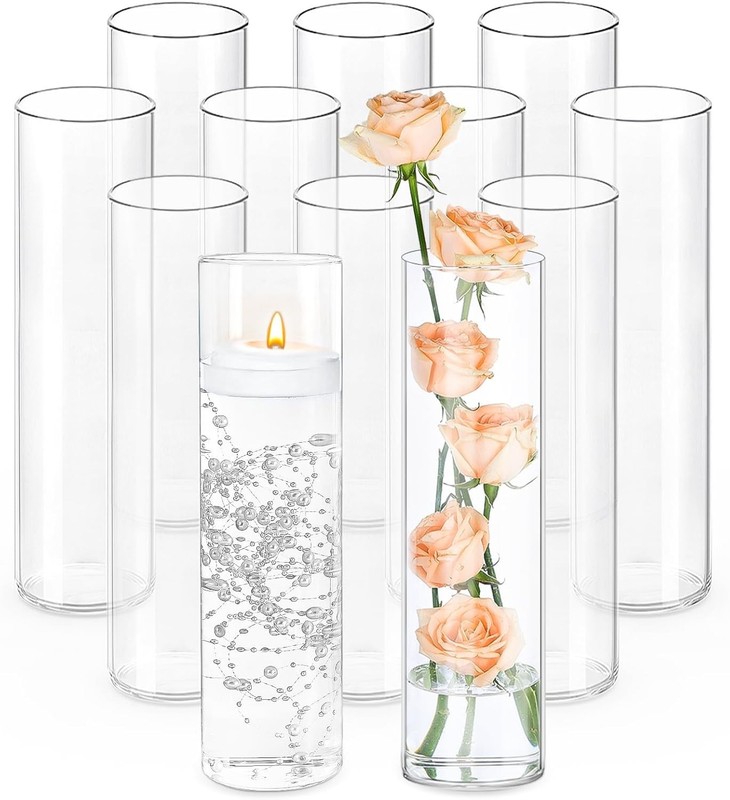 12Pcs Glass Cylinder Vases 12 Inch Tall Clear Flower Vases Centerpieces Wedding