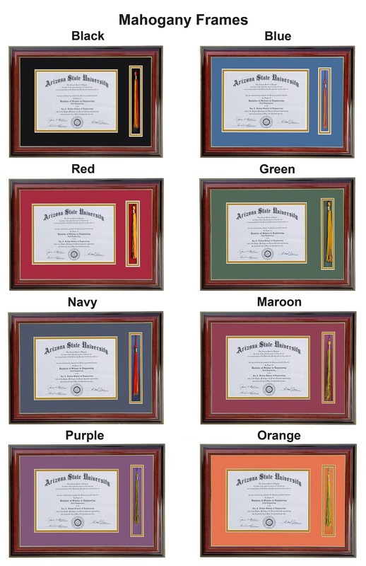 Custom Double Diploma Frame with Tassel Holders - Black/Black - Wood & Glass-H gallery