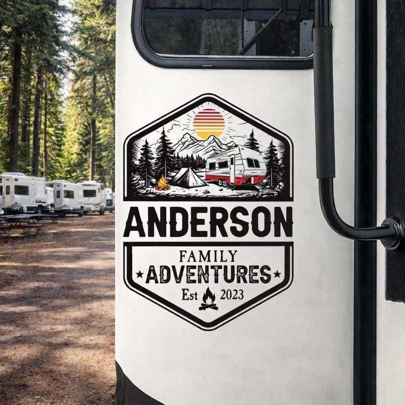 Family Adventures Personalized RV Decal, Custom Camper Sticker, Family Road