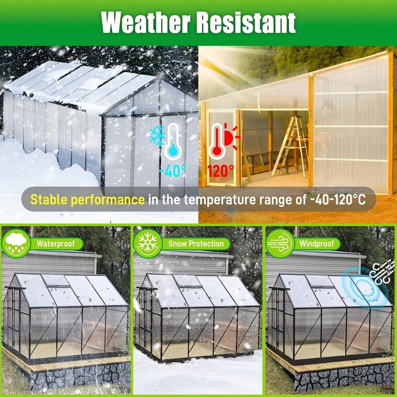 8 Pack Polycarbonate Greenhouse Panels, 8' x 4' x 0.24'' Twin-Wall Polycarbon... gallery