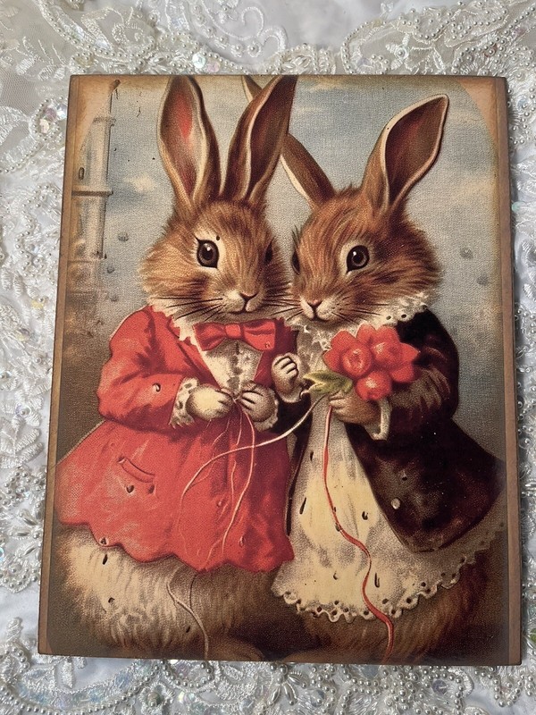 Bunny Rabbit Sweethearts #2 Handcrafted Plaque Sign gallery