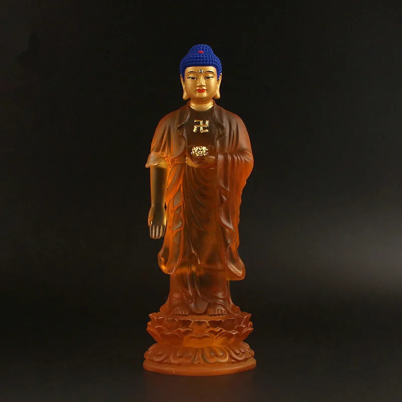 21cm Exquisitely Resin Handcarved Amitabha Bodhisattva Buddha Statue Decoration