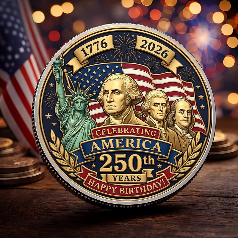USA 1776–2026 Commemorative Coin 250th Anniversary Political Gift