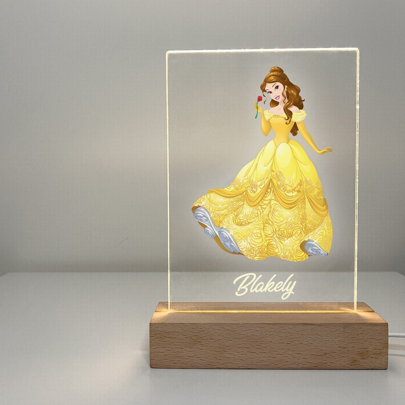 Beauty Belle Princess Magical Wood Base Night Light Up Lamp LED Girls Room Gift gallery
