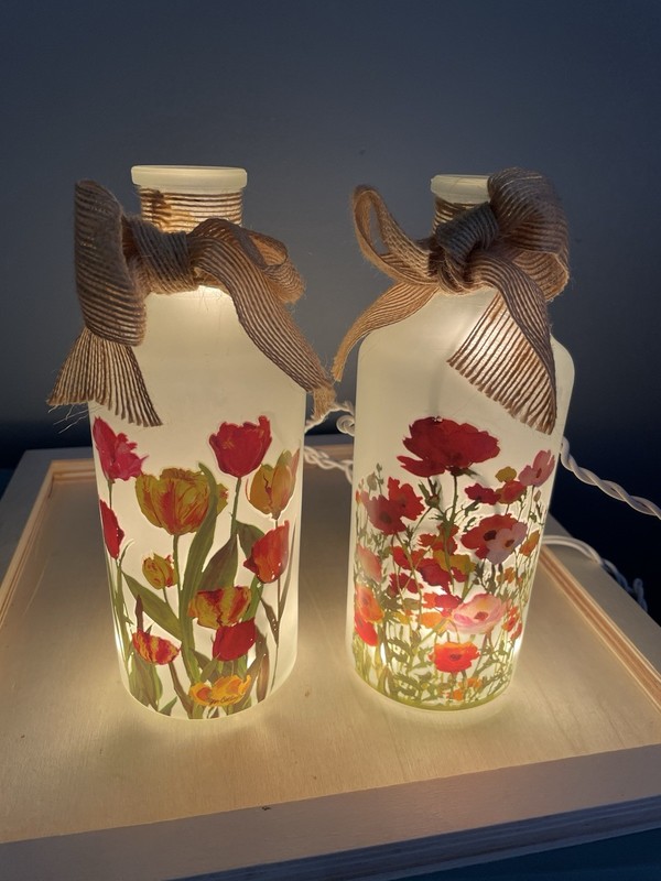 2-Frosted Glass Bottle Nightlights New In Box Never Used 8” 5ft Cord gallery