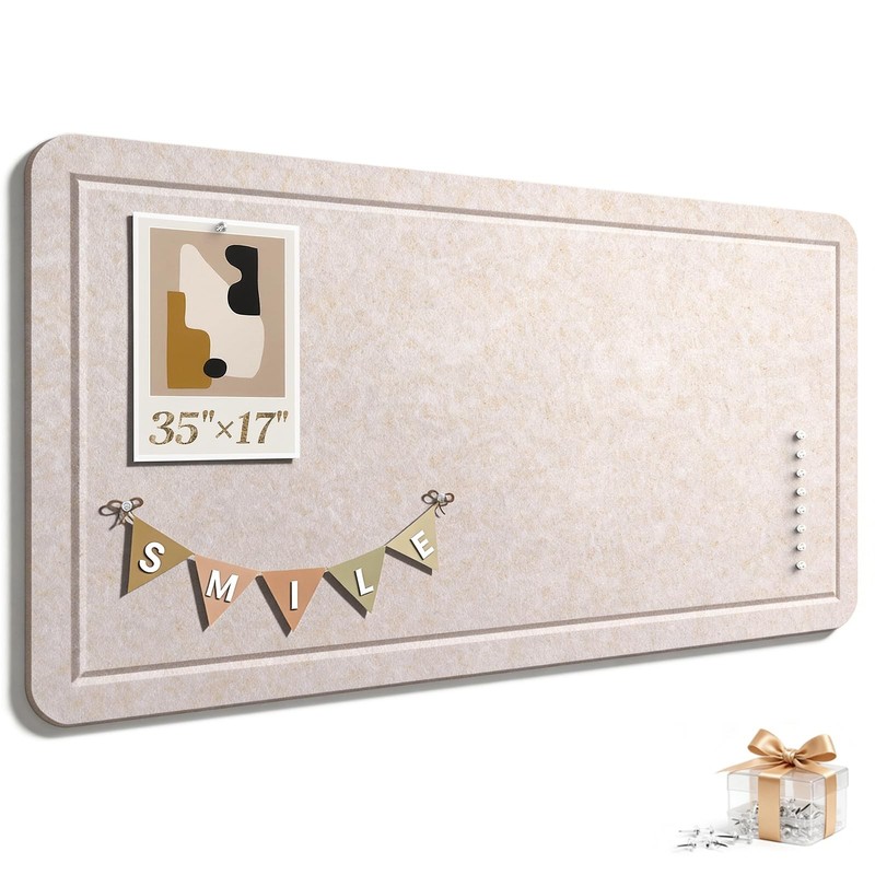 35×17 In Foldable Felt Bulletin Cork Board Notice Pin Photo Display Board