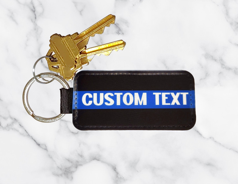 Custom Thin Blue Line Keychain – Personalized Name or Text-Police Support Gift gallery