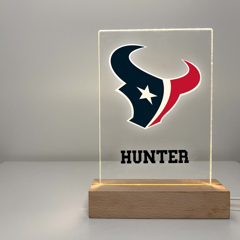 Houston Texans Football Fan Player Wood Base Sports Night Light Up Lamp LED Gift gallery