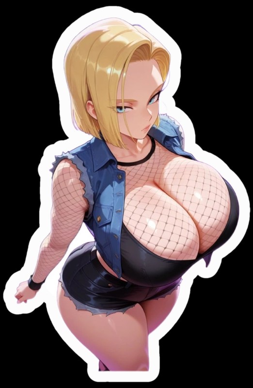 Android 18 Sticker 5″ fishnet waifu adult anime decal high gloss quality print