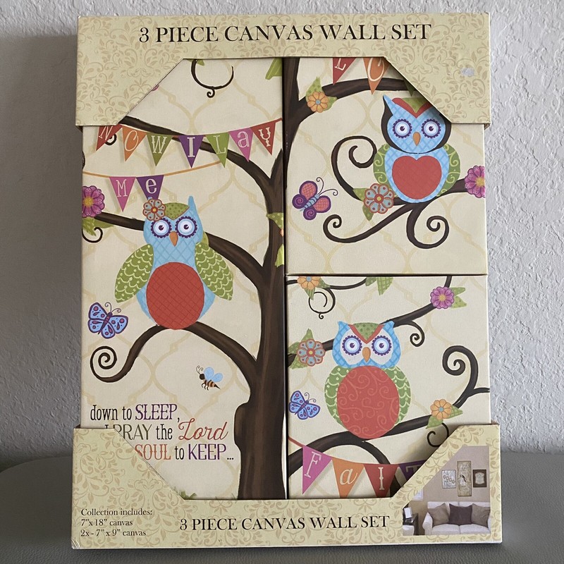 Canvas Wall Art Decor Owl 3 Pcs Wall Set Sign Of The Times