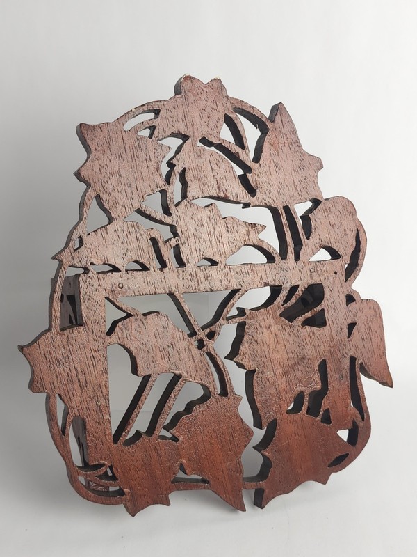 Vintage Wooden Scrollwork Ivy Leaf Vine Wall Shelf Flower Pot Vase Holder 7.25"H gallery