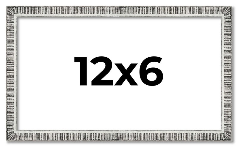12x6 Frame Silver Grey Distressed Solid Wood Picture Frame | 0.75 Inch Moulding