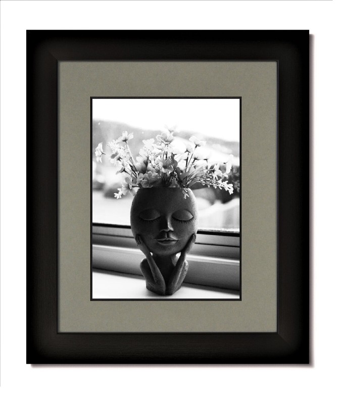 14x18 Matte Black Frame with Glass & Single Gray Black Core Mat for 10x13