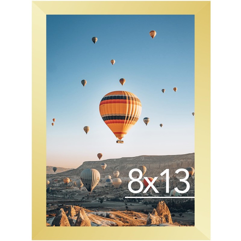 8×13 Picture Frame Gold for Wall Hanging or Tabletop, Wall Mounting Horizonta…