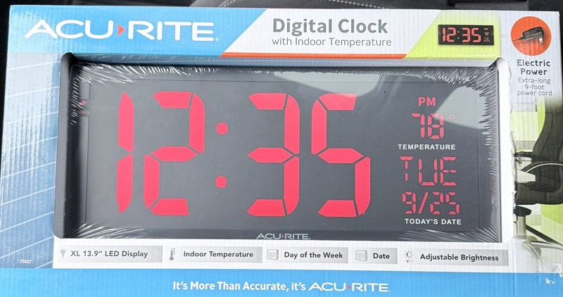 AcuRite LED Clock Extra-Large Size Indoor Temperature 9 ft Power Cord 14.5 in L gallery