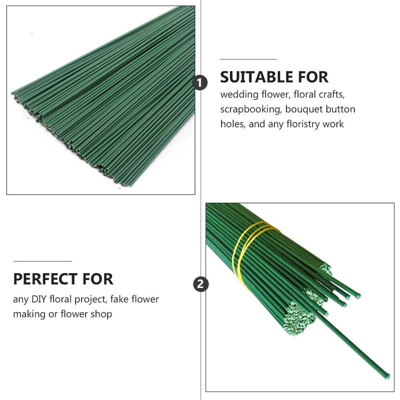 100pcs Floral Stem Wire Plastic Artificial Flower Green Stem Rod Plant Stub Wire gallery