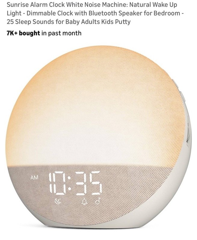 Sunrise Alarm Clock White Noise Machine: Natural Wake Up Light – Dimmable