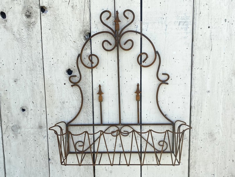 Lg Wrought Iron 33" Spear Fence Window Box Outdoor Patio Metal Flower Container gallery