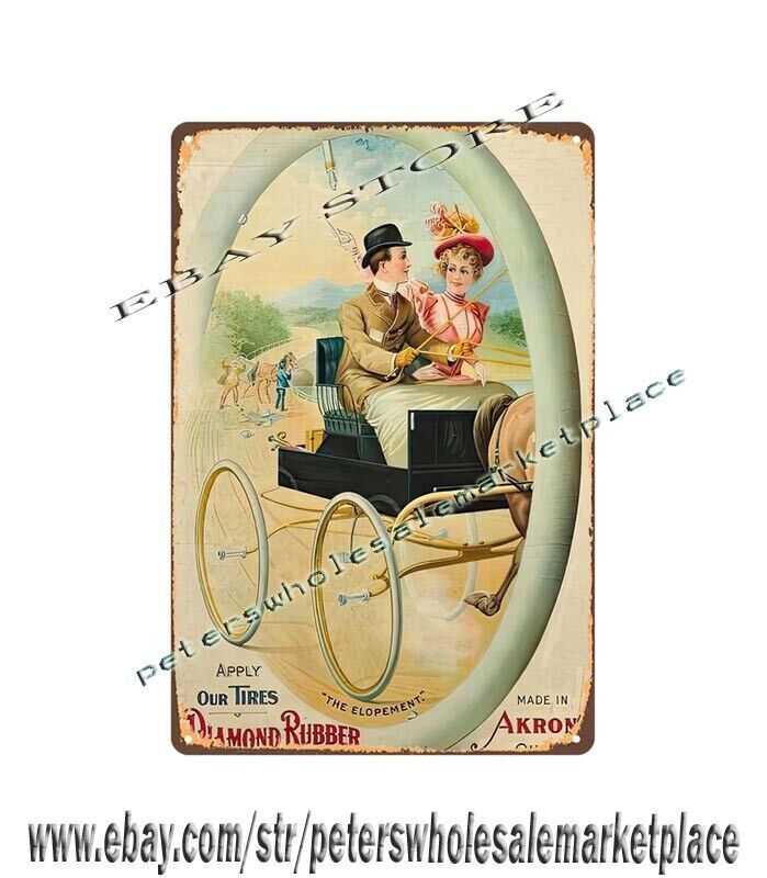 Diamond Rubber The Elopement Akron Ohio metal tin sign wall cottage farm houses