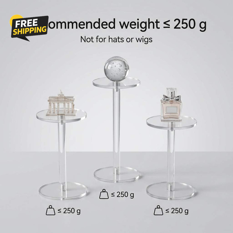 round Acrylic Display Stand, Premium Clear round Riser Stands, Set of 3 gallery