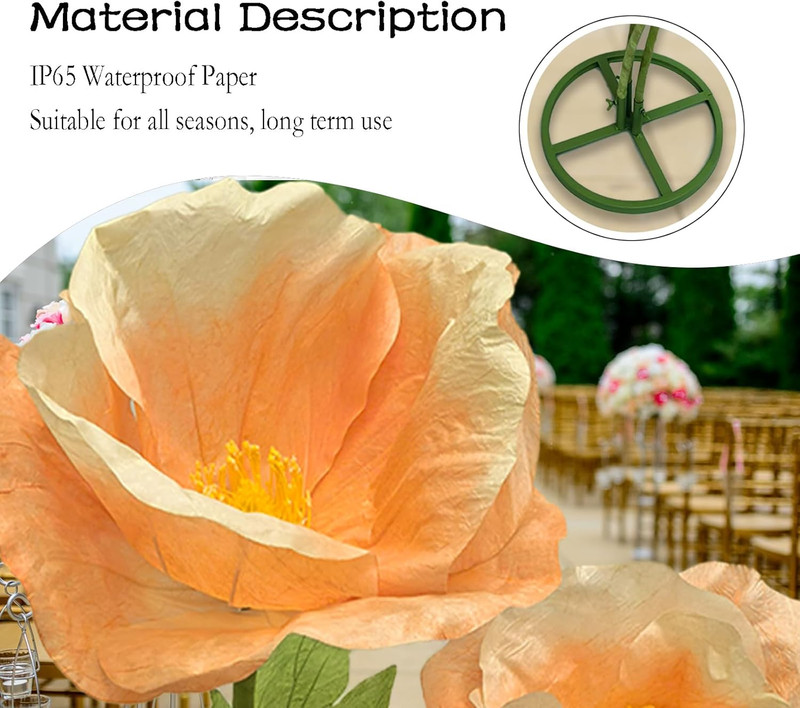 Giant 3PCS Faux Flowers Set - 80" Waterproof Decor for Home & Events gallery