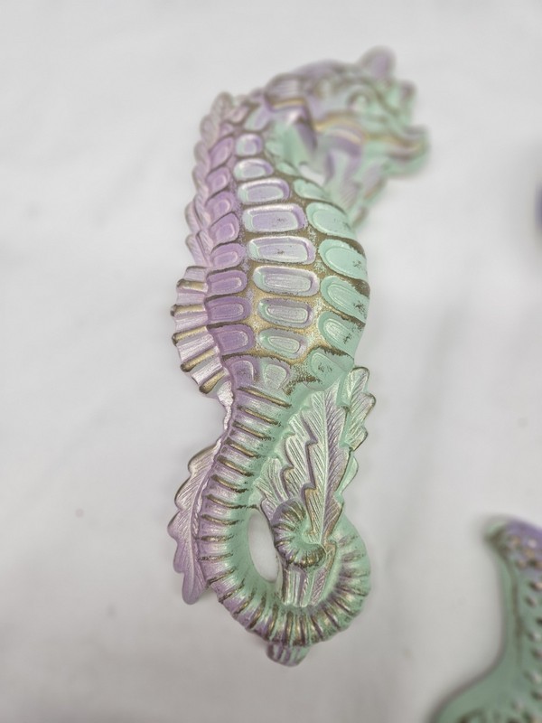 1967 Miller Studios 3-Piece Chalk Plaster Seahorse Seashell Starfish Plaques gallery
