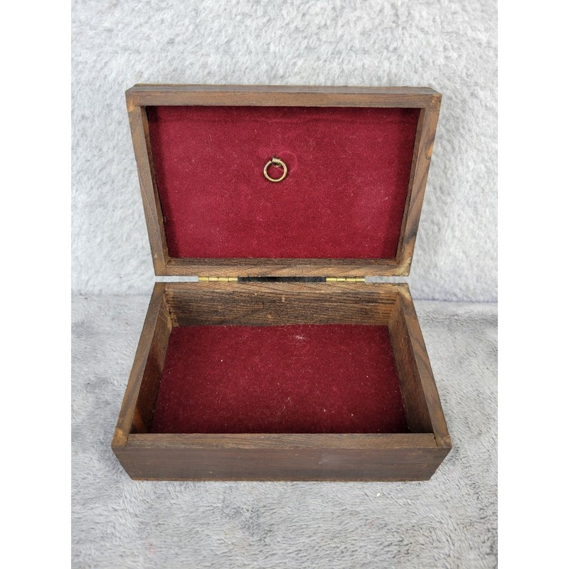 Antique Double Oval Photo Frame Trinket Box Wood Ornate Cherub Hinged Lid gallery