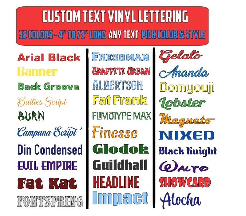 Custom Text Vinyl Lettering Sticker Decal Personalized -ANY TEXT - ANY NAME - [2