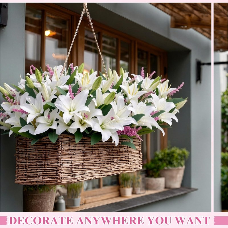 8 Pcs Silk Tiger Lily Bouquets, Realistic Faux Flowers for Weddings, Home Decor gallery