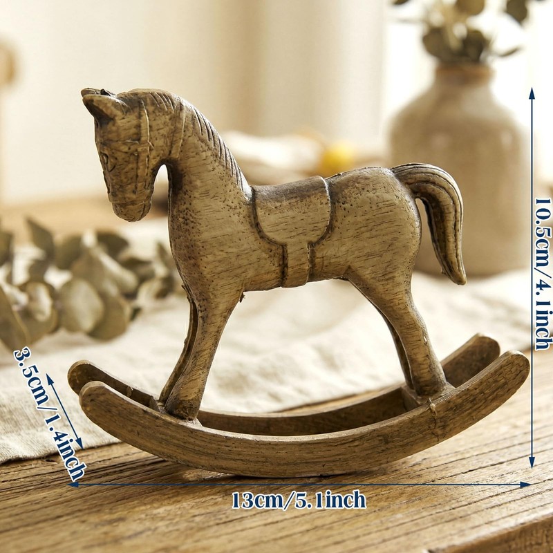 6 Pack Baby Shower Wooden Vintage Rocking Horse Table Decoration for Blue Gre... gallery