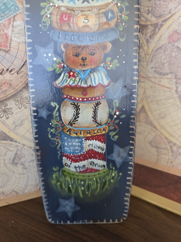 Vintage tole painted wooden vertical sign 16 x 4 inches gallery
