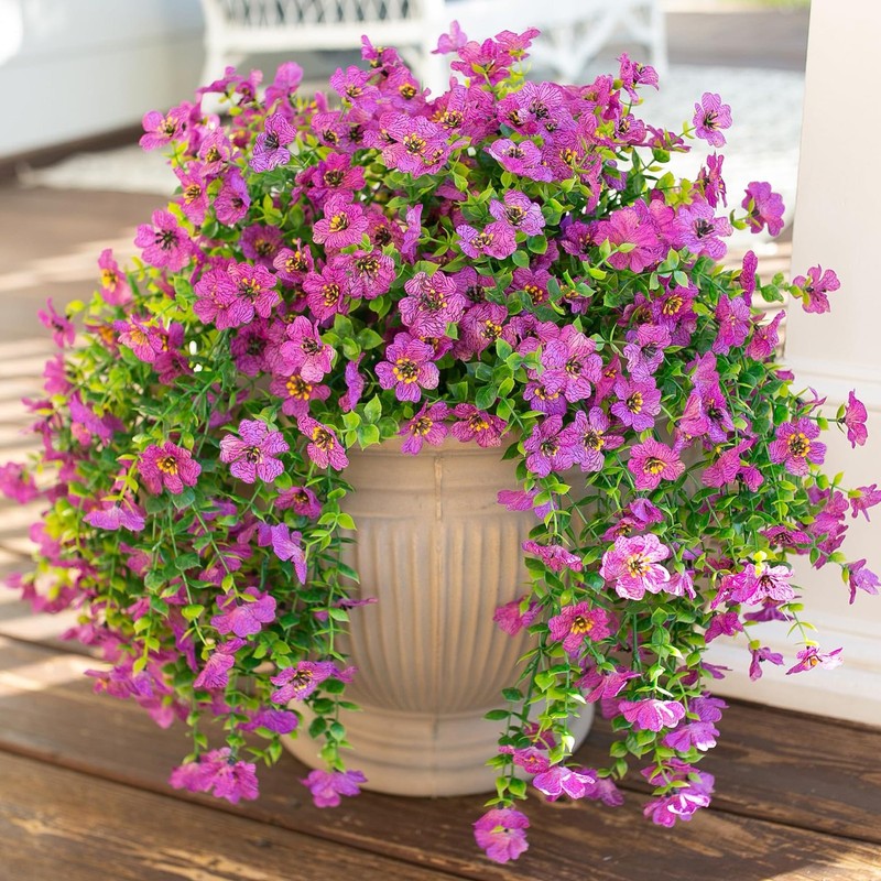 Artificial Flowers for Outdoors Garland Decoration, 2Pcs Purple Fake Hanging ...