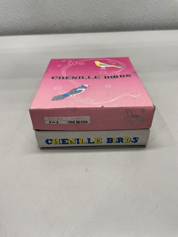 Vintage Chenille Pipe Cleaner Birds, Box Of 12- With Original Box gallery