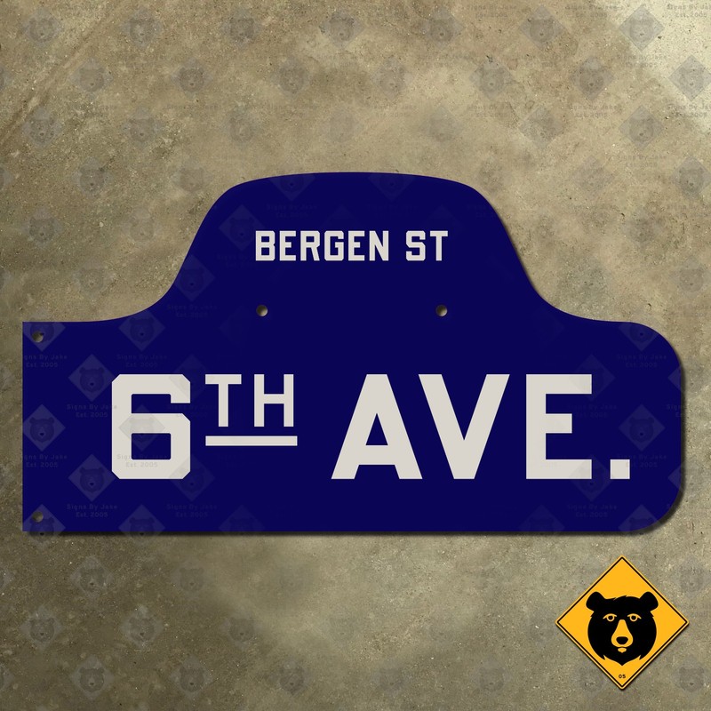 Brooklyn New York 6th Avenue at Bergen Street humpback road sign 22×12