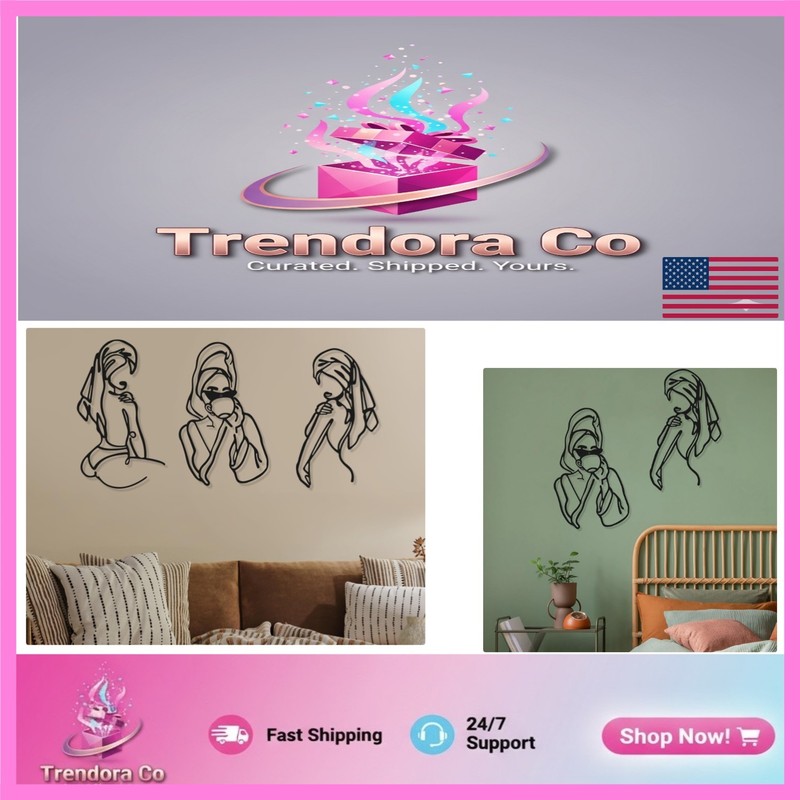Versatile 3PC Abstract Women Metal Wall Art – Durable, Easy to Hang Design