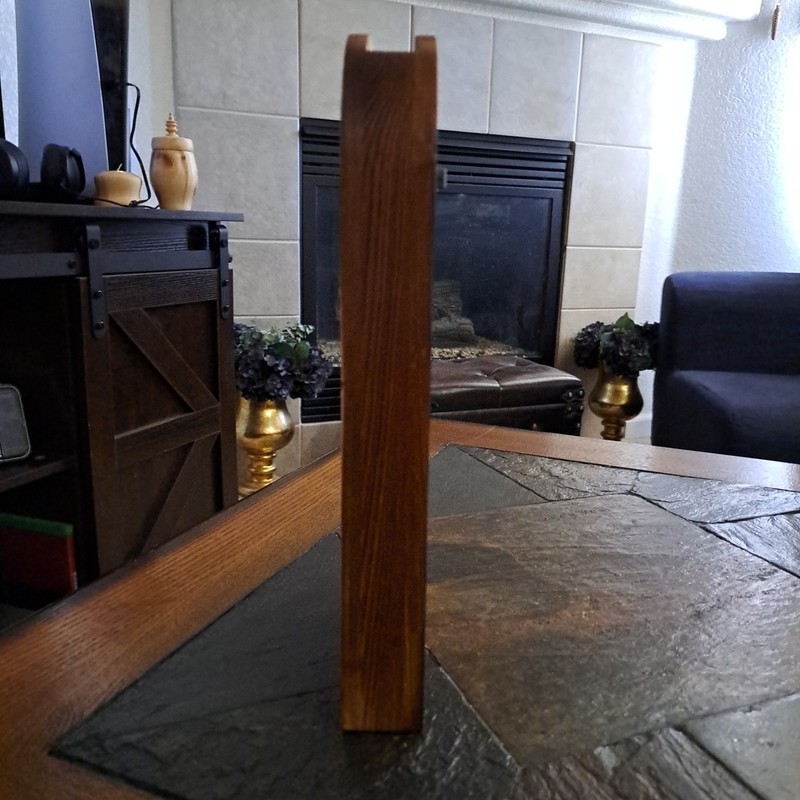 Oval Wooden Wall Vase.Two Wall Hangers On Back.Etched Oval Carvings On Front. gallery