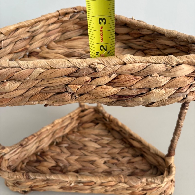 Woven Seagrass 2-Tier Corner Shelf Organizer Natural Fiber Boho Storage Basket gallery
