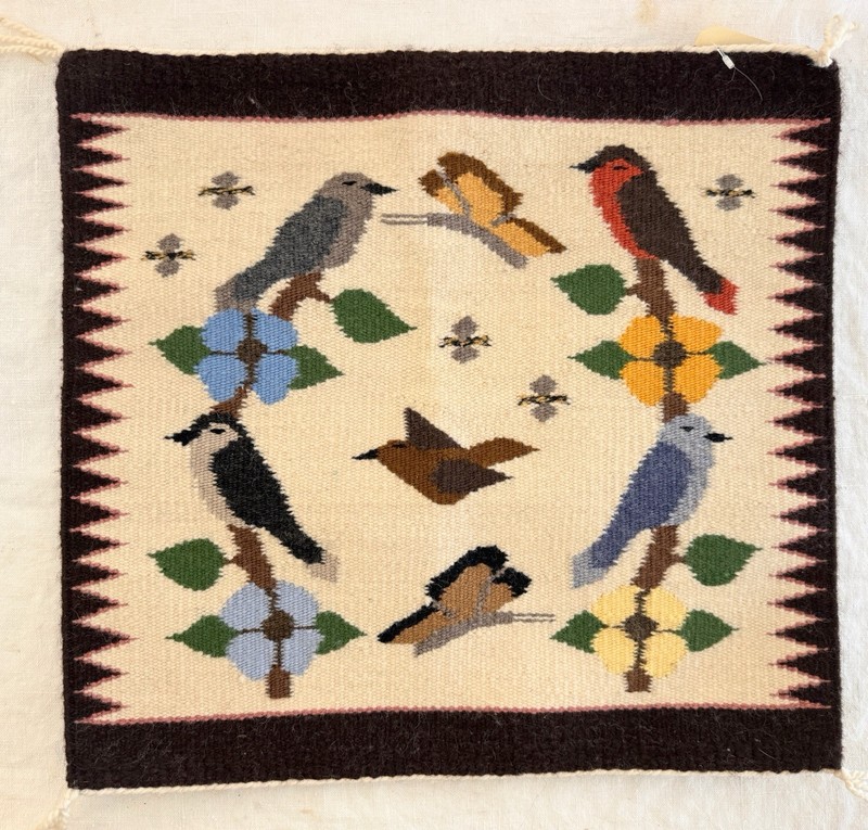 Marie Begay Birds & Butterflies woven tapestry rug wall hanging native indian
