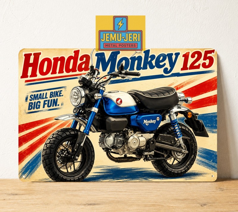 Honda Monkey 125 Motorcycle Metal Sign 8"x12"in Retro Poster gallery