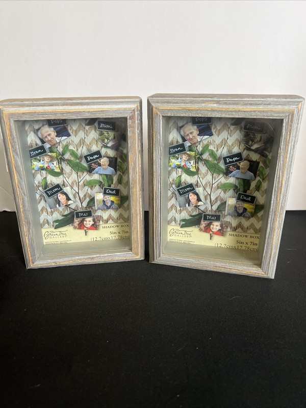 Green Tree Gallery Lot Of 2, 5 x 7 Shadow Box Wood Picture Frame
