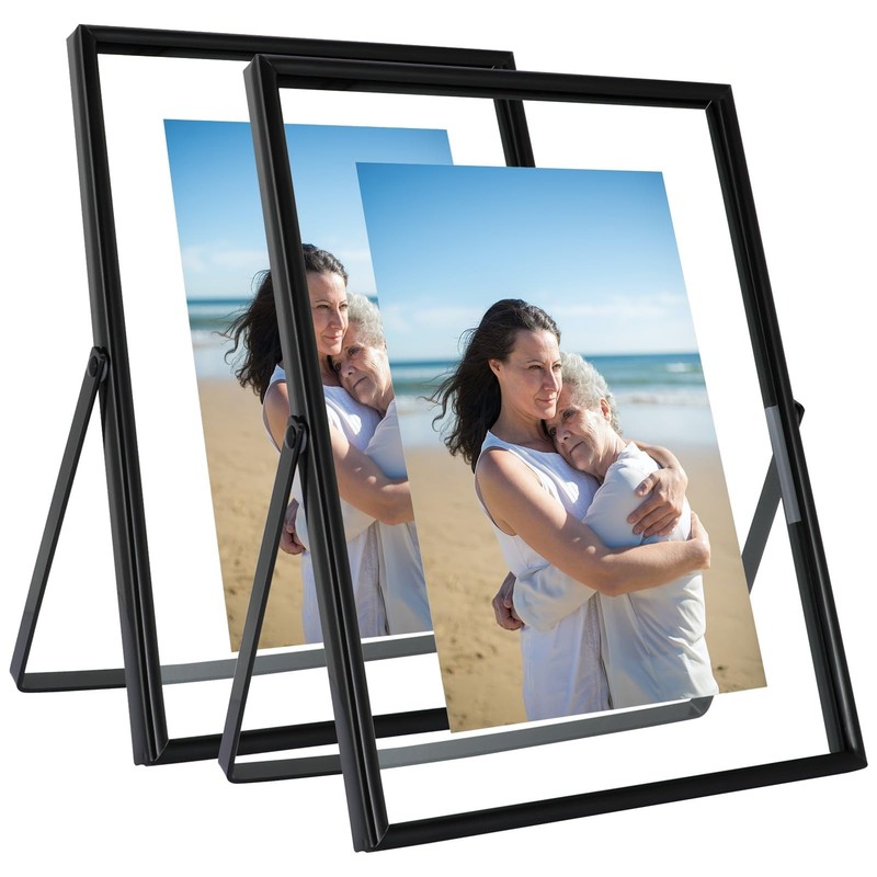 2 PCS Black 6×8 Inch Vertical Floating Frame Tabletop Fits 5×7/4×6/3×5 In