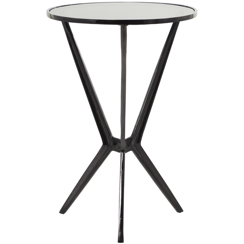 Deco 79 Aluminum Hourglass Shaped Stand Accent Table with Clear Glass Top, 16... gallery