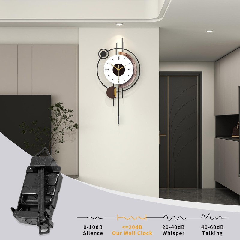 Modern Wall Clock for Living Room Decor Large Decorative Metal Silent Wall Cl... gallery