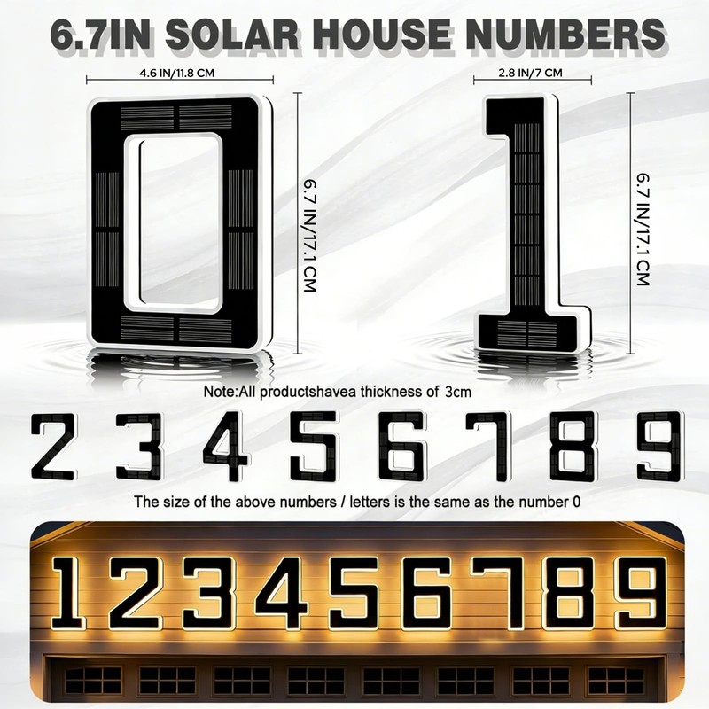 6.7 Inch Solar Lighted House Numbers for Outside, Light Up Waterproof LED Add... gallery