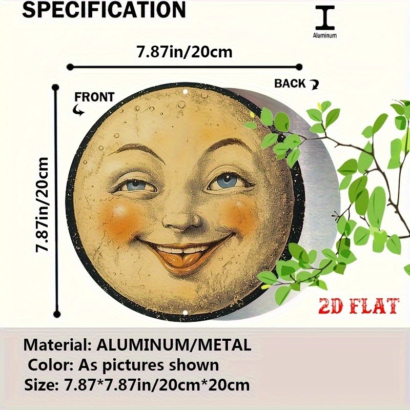 Smiling Moon Tin Metal Sign Wall Decor Rustic Cafe Garage 8×12
