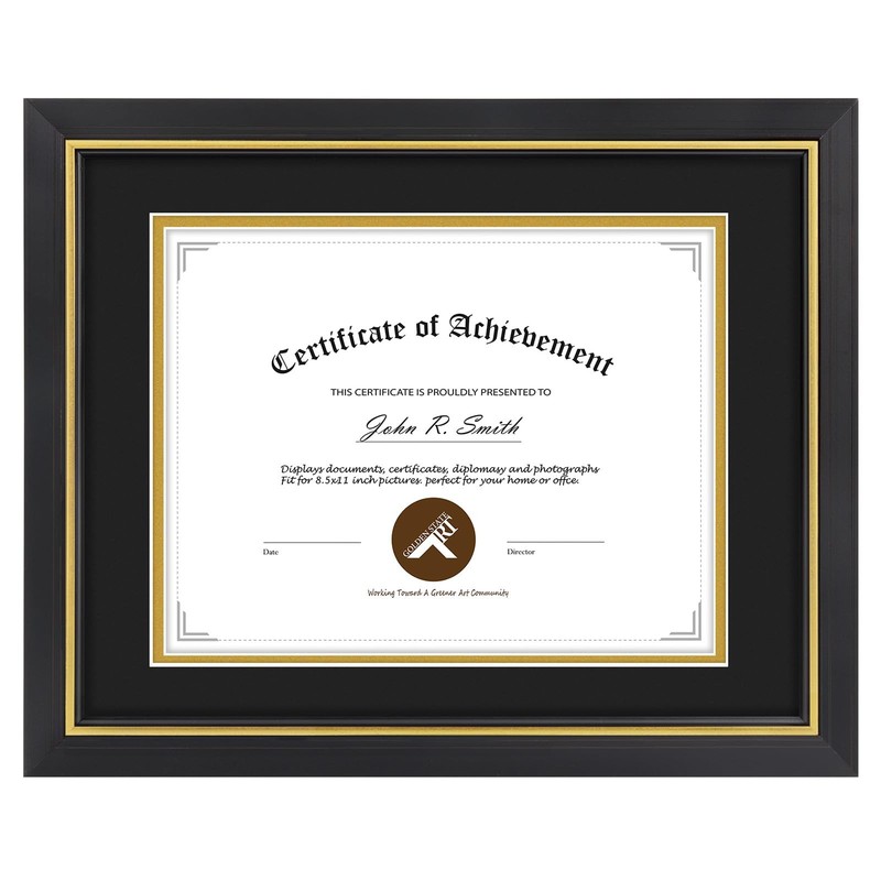 Elegant 11×14 Diploma Frame with Gold Trim for 8.5×11 Certificate Display