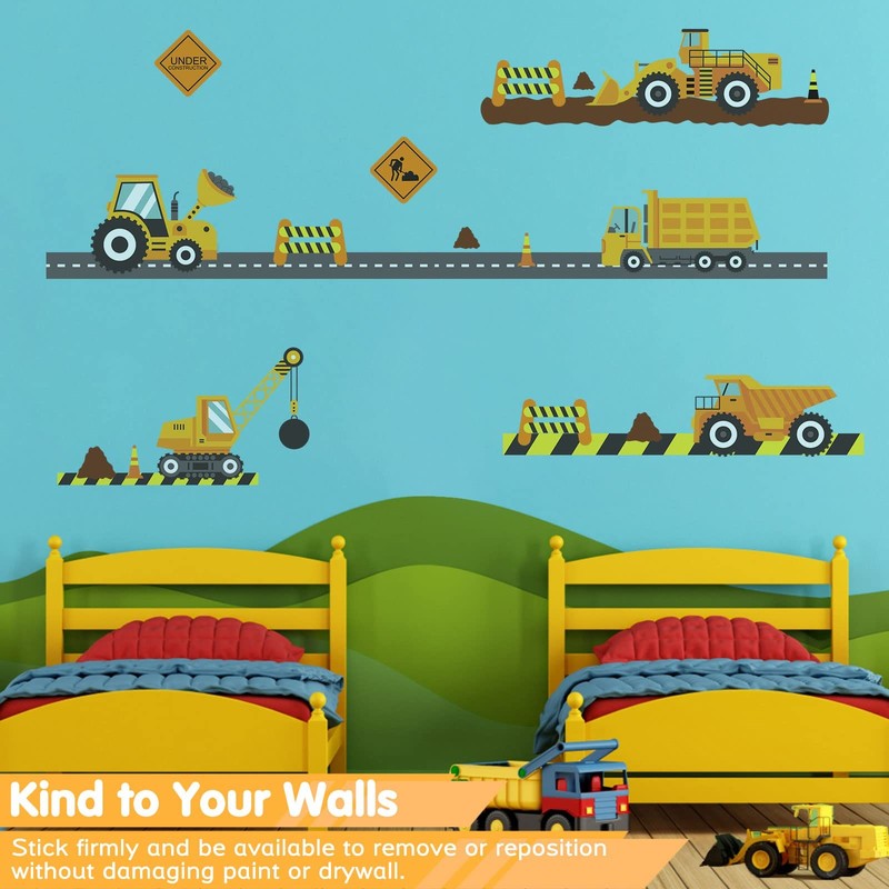 City Construction Vehicles Wall Decals Peel and Stick, Engineering Vehicles T... gallery