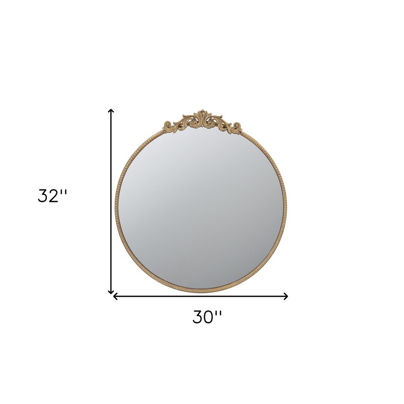 32" Gold Iron Crowned Top Framed Accent Mirror gallery